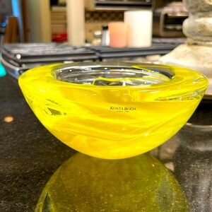 Kosta Boda Yellow Glass Tealight Holder